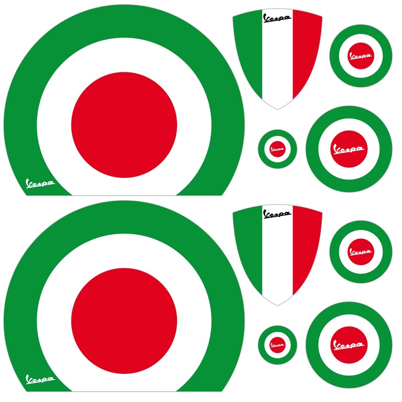 GamesMonkey Stickers VESPA kit PIAGGIO VESPA FLAGS ITALY CIRCLE