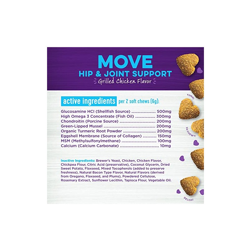 Wellness Grilled Chicken Flavored Soft Chews Hip & Joint Health