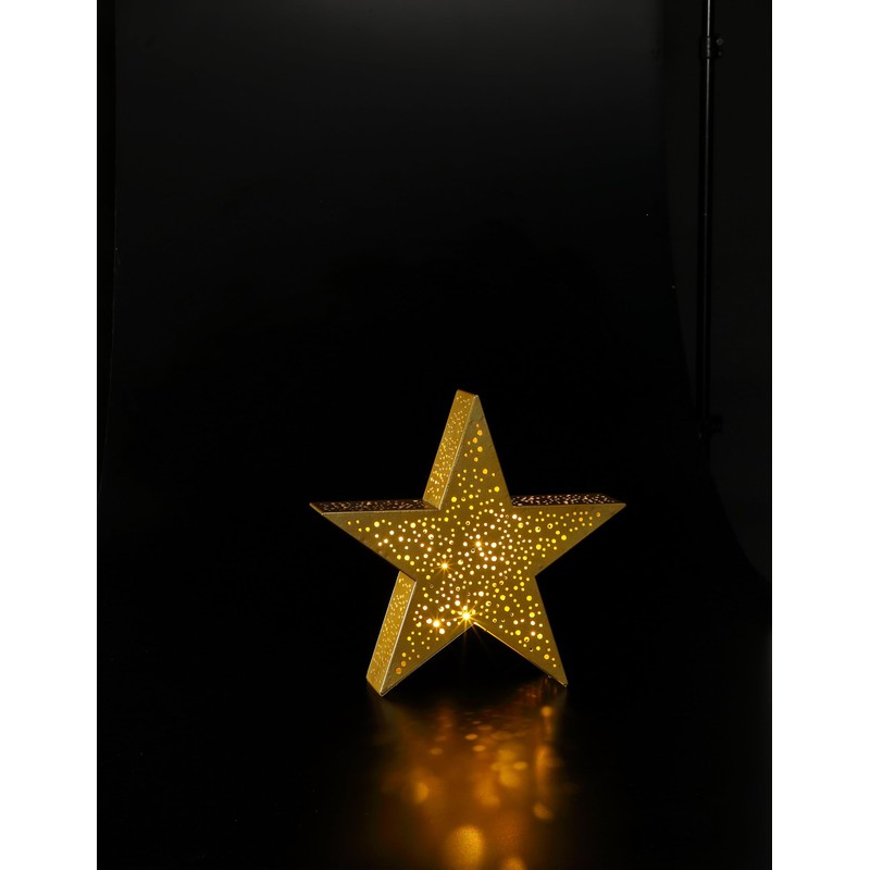 Noma Light-Up Warm White Metal Gold Star, 29 cm (Pack