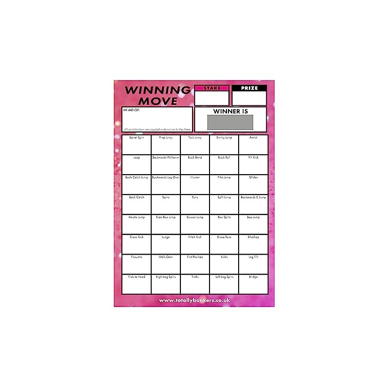 Totally Bonkers Dance Fundraising/Charity Scratch Card A6 (40 Moves) -