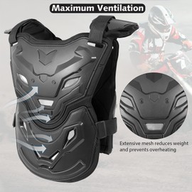 Motorcycle Body Armor Vest, Dirt Bike Chest Protector with Back Support & Breathable Mesh, Motocross Gear for MTB Off-Road Racing Mountain Bike