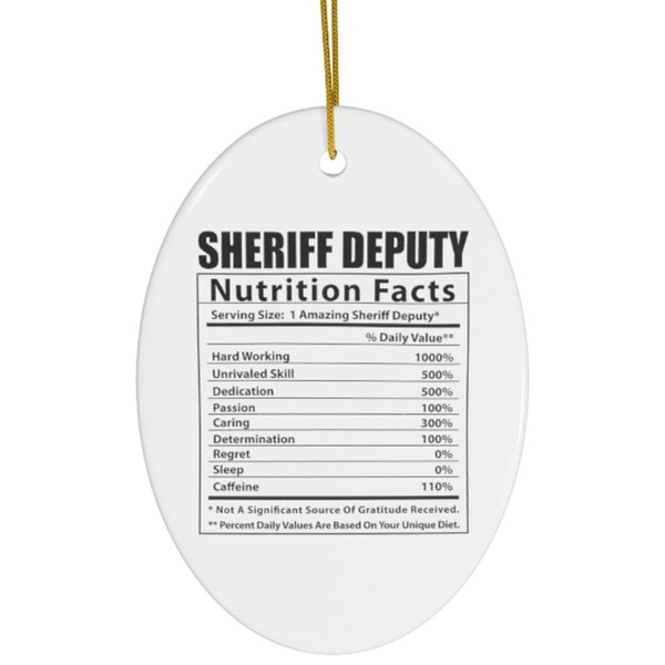 Funny Sheriff Deputy Nutritional Facts Gifts 2024 Christmas Tree Ornaments