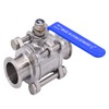 DERNORD 1.5" Sanitary Ball Valve Fits 1.5" Tri-Clamp Clover Stainless