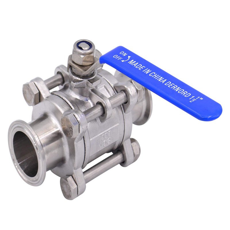 DERNORD 1.5" Sanitary Ball Valve Fits 1.5" Tri-Clamp Clover Stainless