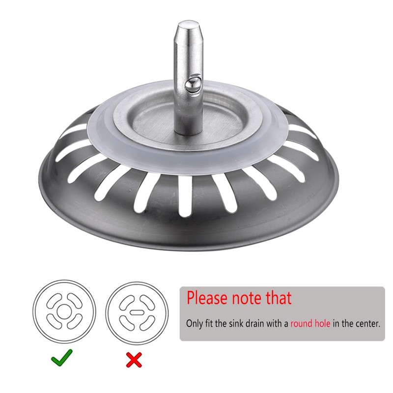 Kitchen Sink Drain Basket Strainer Filter/Stopper with Handle, Anti-Clog Kitchen
