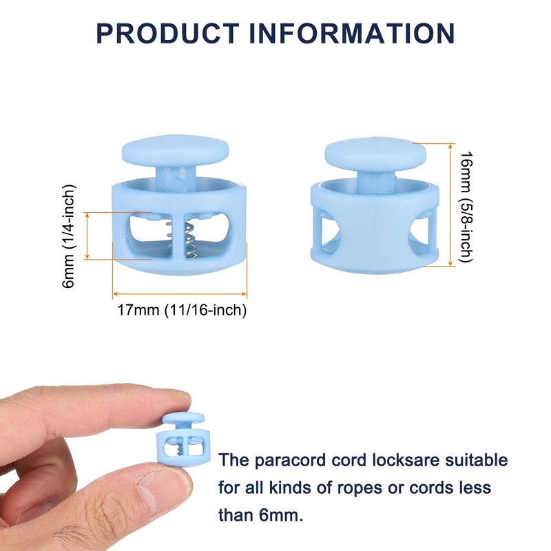 sourcing map 10pcs Plastic Cord Locks Double Hole Spring Toggle