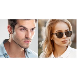 6 Pairs 8MM Mens Stainless Steel Wood Screw Stud Earrings Set,Cupimatch Ear Piercing Plugs Tunnel Earrings (2 Pack)