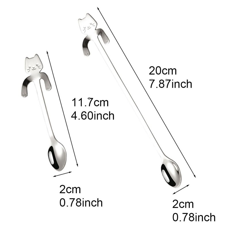 HawZeerLy 6 Pcs Cat Spoon Coffee Tea Spoon Cat Dessert