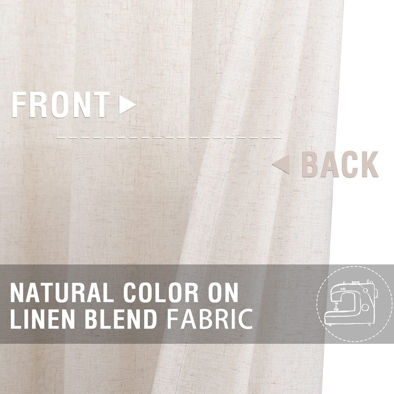 jinchan Beige Kitchen Curtains Linen Tier Curtains 45 Inches Farmhouse