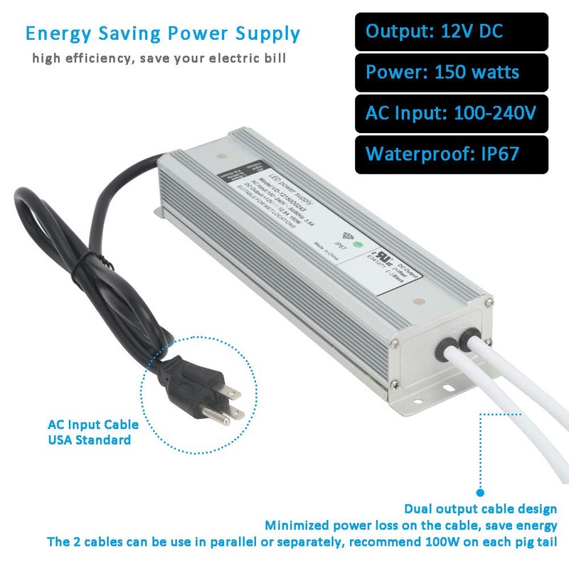 E ENERSYSTEC 150W 12V LED Power Supply AC to DC