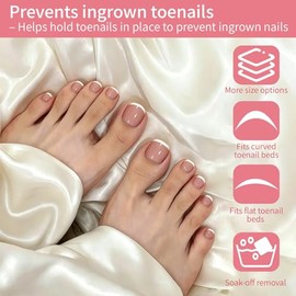 Uñas postizas francesas para los pies - 120 piezas de puntas de uñas postizas, puntas cuadradas, 12 tamaños, uñas postizas francesas de cobertura comp