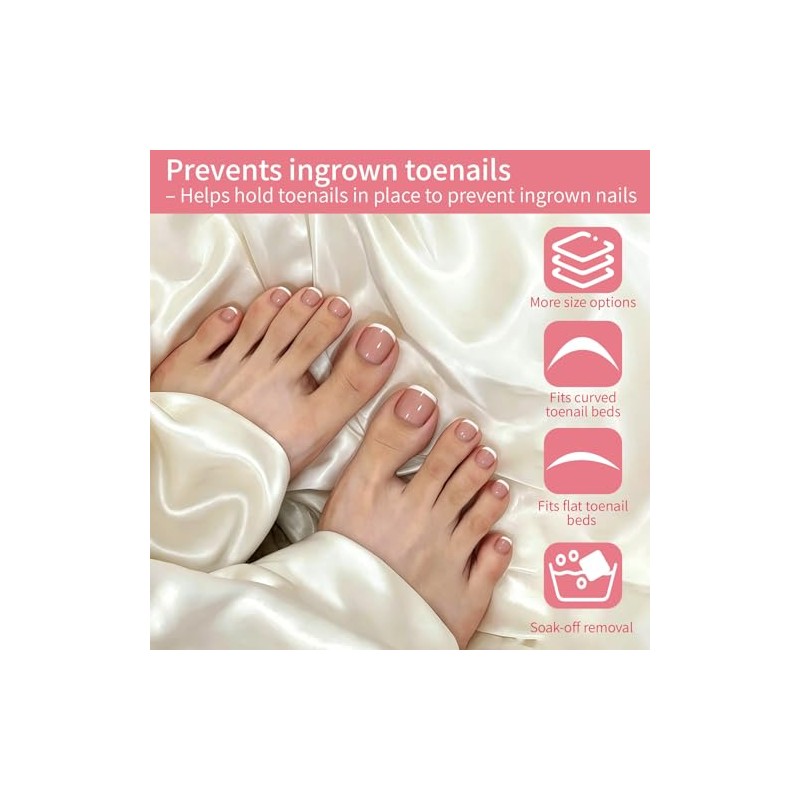 Uñas postizas francesas para los pies - 120 piezas de