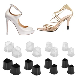 8 Pairs Heel Cap Protectors for High Heel Shoes, 4 Sizes (XX, XS, S, M)- High Heel Protectors, Anti-Slip Noise Reducing Heel Stoppers, Heel Replacement Tips for Stiletto and Pumps Tips, Black & Clear