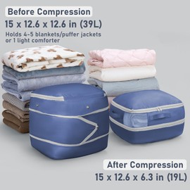 DIMJ Compression Storage Bags 8 Pack - Blanket Storage Bags with Window Zipper, Ultra Space Saving Self Compression Organizer for Puffer Jacket, Bedding, Lightweight Comforter Duvet, Sweater, Sheet