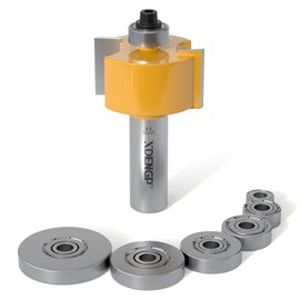XDENGP Rabbet Router Bit Set 1/2 Shank, Rabbeting Router Bits 1pcs with 6 Bearings for Interchangeable and Adjustable Multi Depths Cutter 1/8", 1/4", 5/16", 3/8", 7/16", 1/2"