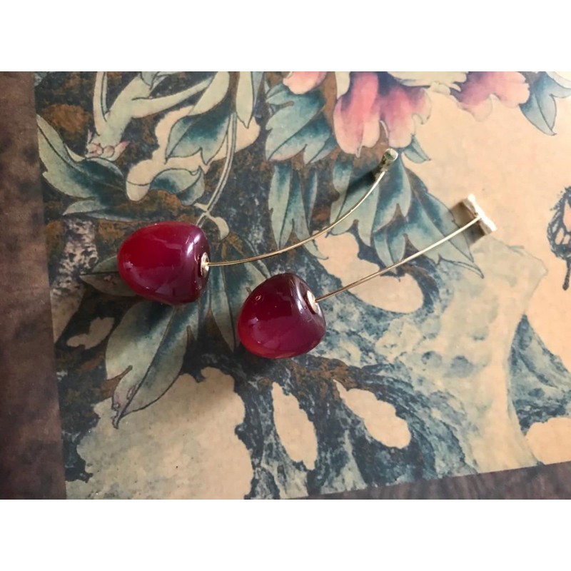 Red Cherry Earrings for Women, Dangle Style in a Gift