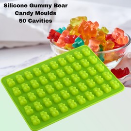 VIFERR Silikonbackformen 50 Kavitäten Gummibärchen Bonbonformen Antihaft-Eiswürfelformen Schokoladenformen für Geleebonbons Fondant Kuchendekor (grün)