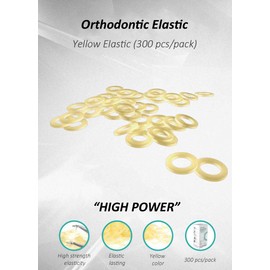 300 unidades - Bandas elásticas de ortodoncia. Pack de 300 bandas elásticas intraorales, bandas de goma dentales. (Amarillo, 3/16"-Light-2.5 oz)