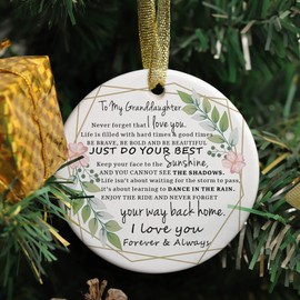 FACEINSE Two-Side Printed Ceramic Christmas Ornament for Niece, Niece Gifts from Auntie for Christmas, for My Niece, Never Forget That I Love You (Ornament - for Niece)