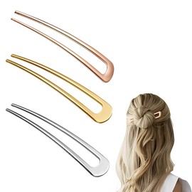 SULIUDAJI Pack of 3 French Metal Hair Pins For Thick Hair, French Hair Pin U-Shaped Hair Pins Hair Sticks Hair Forks For All Hair Types Of Women And Girls Styling Hair Accessories