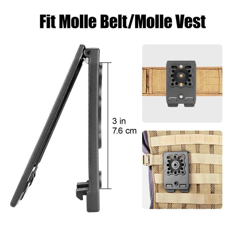 KDTAC MOLLE Adapter, Polymer Modular Attachment for Gun Holster &