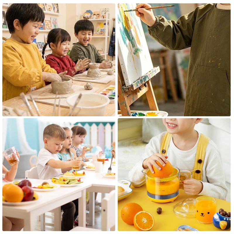 [Solxion] スモック 120-140cm 子供用 長袖 スモック 男の子 女の子 給食着 給食エプロン