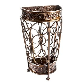 Brelso Super Quality Umbrella Stand, Umbrella Holder, Antique Look Metal, Entry Hallway Décor, Wallside Style, with Removable Drip Tray (Gold Brown)