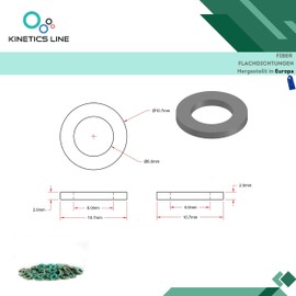 KINETICS LINE Fibre Flat Seal 1/4 Inch (10.7 x 6 x 2 mm) Pack of 100 Sanitary, Heating, Air Conditioning, Ventilation, Piping and Garden (up to 180 °C)
