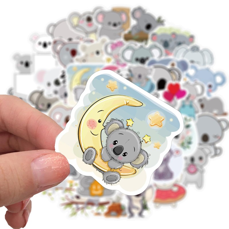 50 Cute Koala Stickers for Kids - Waterproof Vinyl Pack