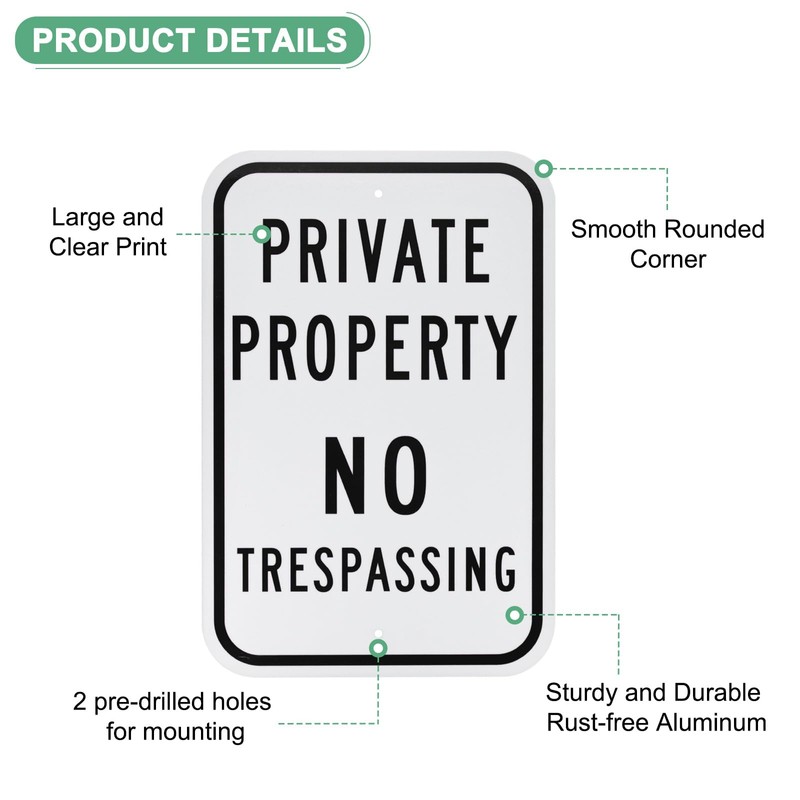 M METERXITY 2-Pack Private Property - No Trespassing Sign, 12