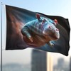 Flying Space Hippo Flag - Large Funny Flag - Double-Sided