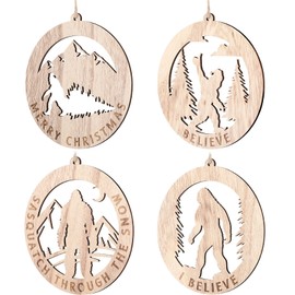 8 Pcs Bigfoot Christmas Ornament Bigfoot Sasquatch Christmas Tree Ornament Bigfoot Gifts Wooden Sasquatch Sign Hanging Christmas Tree Decor Funny Christmas Tree Decoration for Home