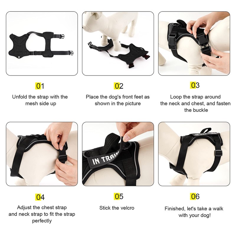 Demigreat Service Dog Harness, Reflective Dog Vest Harness with 5