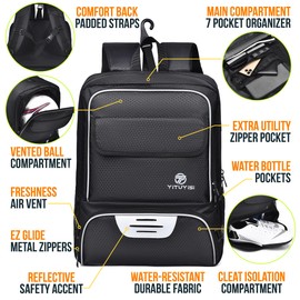 XIANFENGNIAO Youth Soccer Bag, Soccer Backpack with Ball Holder, Basketball Volleyball Football Handball Sports Backpack with Ball Compartment,Black
