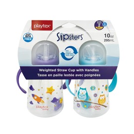 Playtex Baby® Weighted Straw Cup with Handles, 2 Count - BPA Free Baby Sippy Cup - Stage 2 (6m+), 10oz