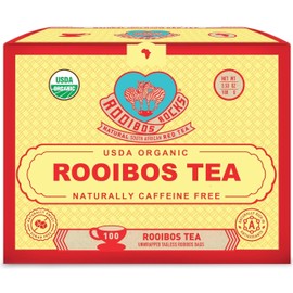 Organic Red Rooibos Tea Bags 100 Count - Naturally Sweet Herbal Tea Safe for Children & Pregnant Women - Low Tannin, Premium South African Caffeine Free Tea Bags Sustainably & Ethically Farmed