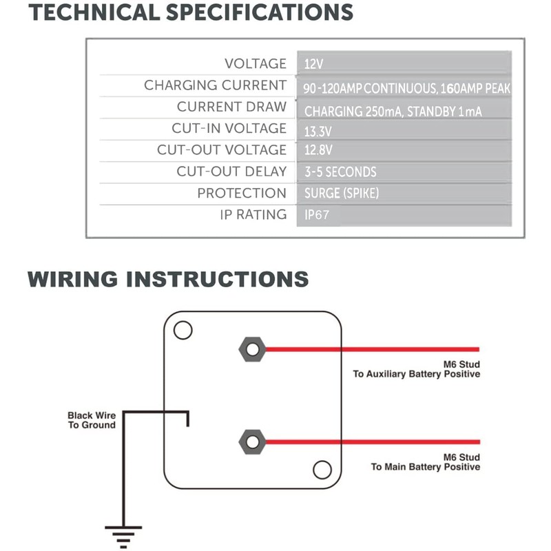 BONATECH 12 V 140 amperios aislador de batería dual controlador