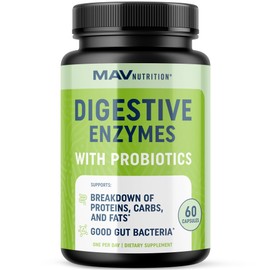 Digestive Enzymes with Probiotics | Bloating Relief & Digestive Health for Women & Men | 400MG Enzyme Blend with Probiotic Strains for Digestion & Gut Health | Vegetarian, 3rd-Party Tested (60 ct.)