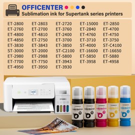 OFFICENTER Sublimation Ink Compatible for Ecotank ET-2800 ET-2803 ET-2840 ET-4700 ET-4800 ET-2400 ET-2720 ET-2750 ET-2760 Inkjet Printers Sublimation Ink for Heat Press Transfer on Mugs T-Shirts
