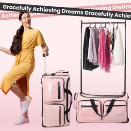 Fanwoli 28" Dance Bag with Garment Rack | Ultra-Light Collection| More Lightweight & Wear-Resistant| Ideal Competition Duffle Bag for Dancers Livestreamer Athletes