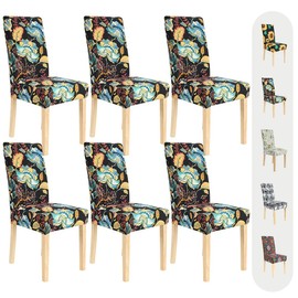 Secgo Dining Chair Covers 6 Pack, Blue, Modern Style, Machine Washable, 18x18x24 inches