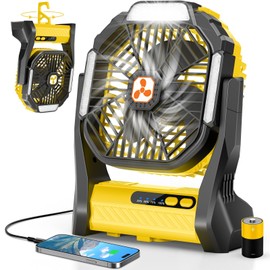 Portable Rechargeable Fan, 20000mAh Cordless Battery Powered Camping Tent Fans with SOS & LED Lantern, Small USB C Operated Outdoor Ventilador for Fishing Travel Camp Picnic Beach Office Desk Home