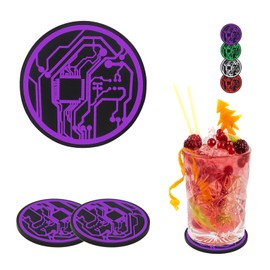 Car Cup Coasters 2 Pack, 2.75 Inch Soft Rubber Pad, Universal Auto Cup Holder Drink Coasters, Auto Cup Holder Insert Drink Coaster Car Interior Accessories (Black Purple)