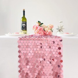 JYFLZQ - Camino de mesa con lentejuelas rosadas, 12 x 108 pulgadas, 1 paquete de caminos de mesa metálicos con purpurina para cumpleaños, bodas, fiestas de Navidad, eventos