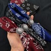 Hymeiluely Western Bandana Scarf With Vintage Eagle Coin Buckle, Paisley