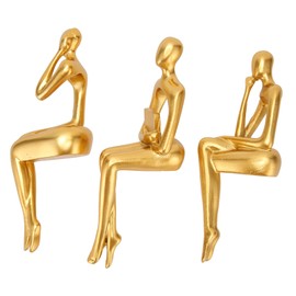 Gold Decor Thinker Statue Modern Minimalist Resin Abstract Thinker Sculpture for Home Living Room Bookshelf Decoration