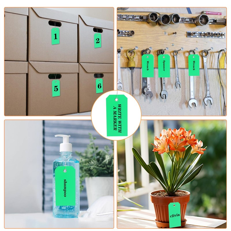 Pack of 100 Plastic Shipping Tags,with Wire Ties Plastic Hang
