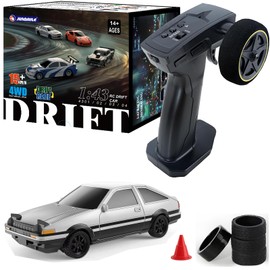 Moonzeamus 1/43 Mini RC Drift Car 2.4GHz RTR Full Proportional Remote Control Cars 4WD High Speed Racing Lights Kit and Racing Tires (4306)