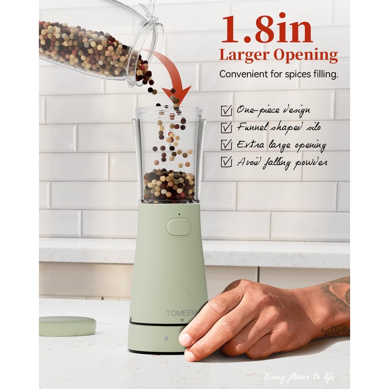 Electric Salt and Pepper Grinder Set with Storage Base, Stainless