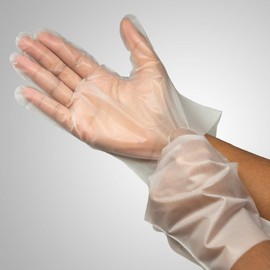 TRONEX Premium Stretch Synthetic Hybrid S - 2XL Poly Disposable Gloves Clear S - XXL PE Plastic Gloves (200, 2XL)